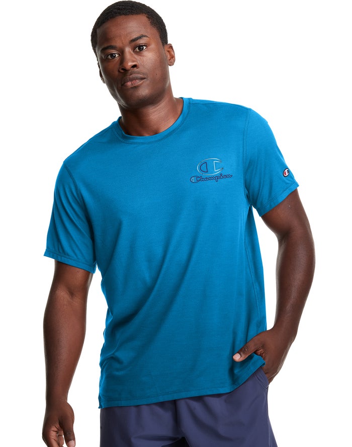 Camiseta Champion Hombre - Tee Outline Logo ( Azules ) 3468215-MD